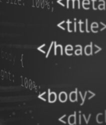Black and white photo showing part of the html code